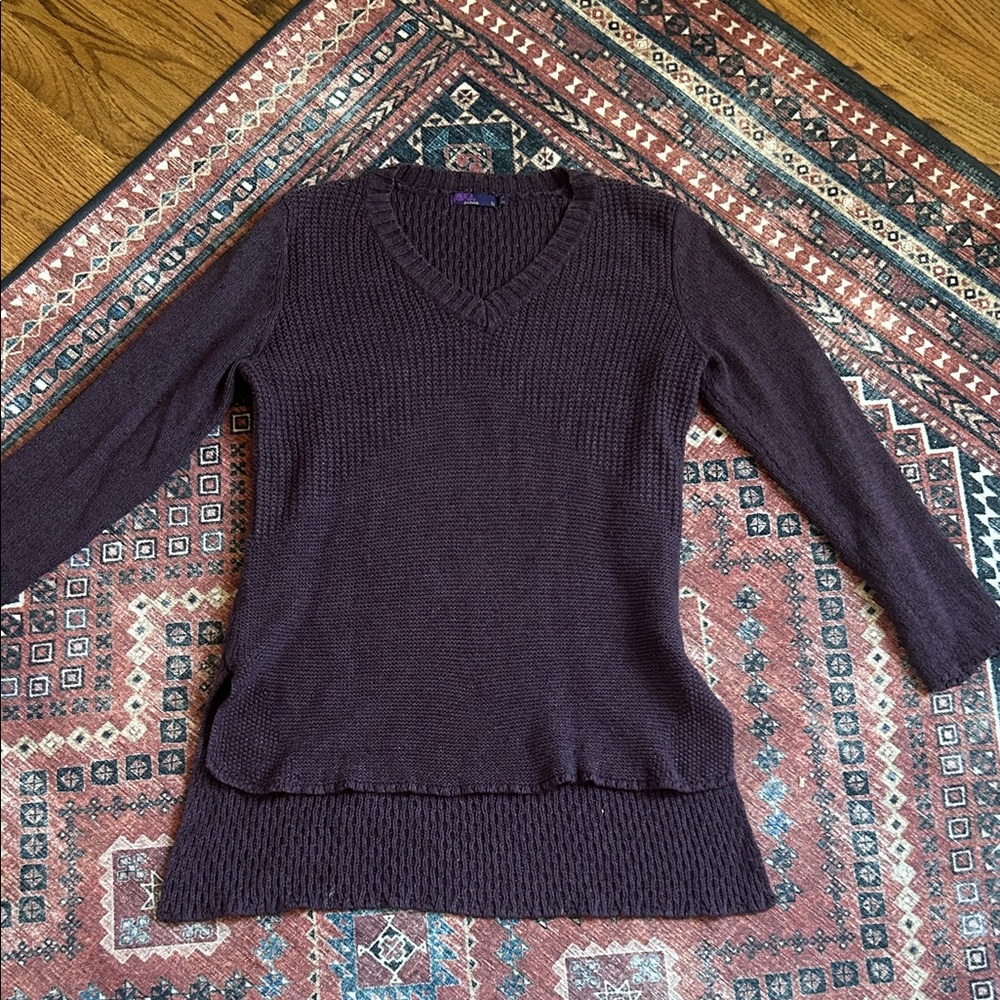 Prana Deep Purple V-Neck Sweater